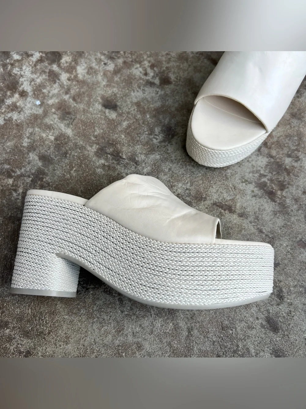 NEW Franco Sarto Womens Coco Platform Sandals Creamy Beige Sz 8.5